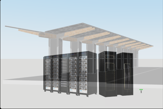 Racks GPU sous ombrière photovoltaïque
